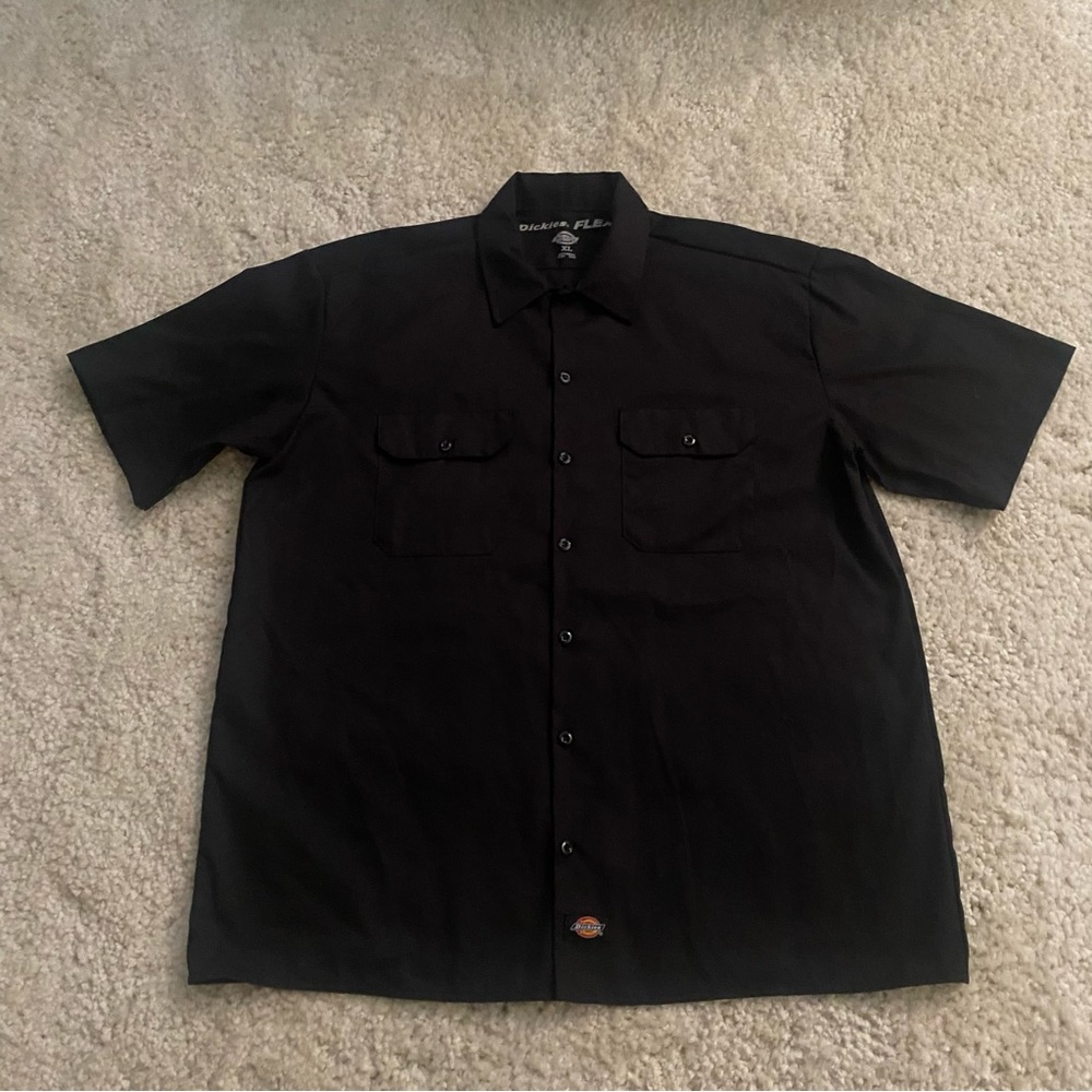 Men’s Dickies Flex Black Button Down Shirt NWOT